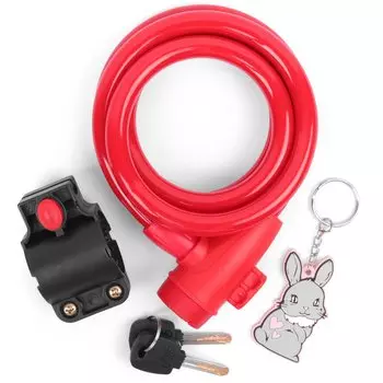 Замок детский Vinca Sport, c брелоком 12*1200мм, с защитой от влаги и креплением, красный, инд. уп.VS 561 Bunny