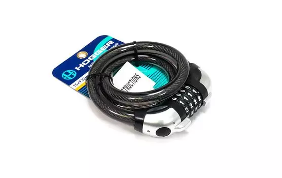 Замок противоугонный HOGGER, трос стальной, кодовый, 15930мм, в пластиковой оболочке, с подсветкой кода, GK101.714-КОД