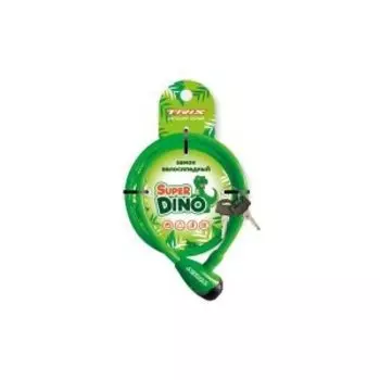 Замок противоугонный TRIX Super Dino детский, трос стальной, с ключами 12800мм, в пластиковой оболочке, LKTX12800KYSD