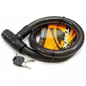 Замок противоугонный TRIX, трос стальной, с ключами, 251000мм, в пластиковой оболочке, черный, GK101.206