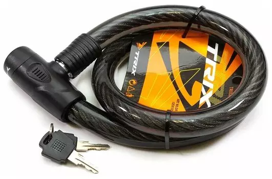 Замок противоугонный TRIX, трос стальной, с ключами, 251000мм, в пластиковой оболочке, черный, GK101.206