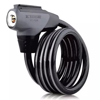 Замок велосипедный ETOOK 155R, тросовый, с ключами, 12x1500мм, серебристый, ET155R(silver)-ED251