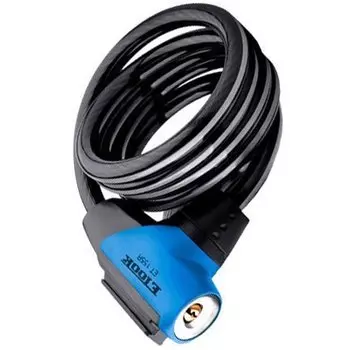 Замок велосипедный ETOOK 155R, тросовый, с ключами, 12x1500мм, синий, ET155R(blue)-ED2731