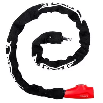 Замок велосипедный ETOOK ET455, цепь, с ключами, 6х1000 мм, в тканевой оплётке, красный, ET455(red)-ED2978