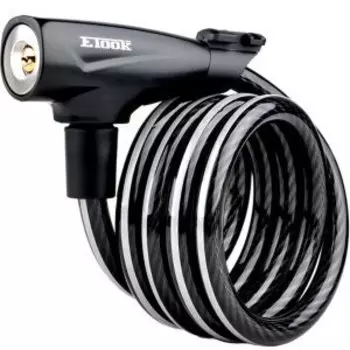 Замок велосипедный ETOOK ET455R, тросовый, с ключами, 12x1500мм, черный, ET455R(black)-ED3211