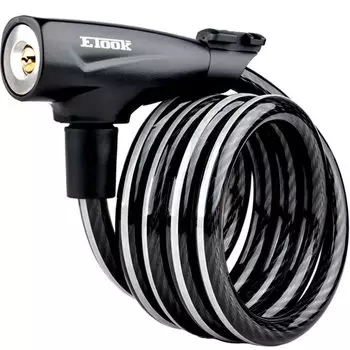Замок велосипедный ETOOK ET455R, тросовый, с ключами, 12x1500мм, черный, ET455R(black)-ED3211