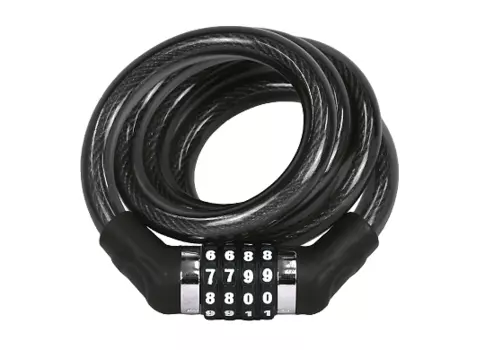 Замок велосипедный JOY KI GK-102.707A, тросовый, сталь, 15х1200 мм, в оплетке, кодовый, черный, GK-102.707A 15*120cm