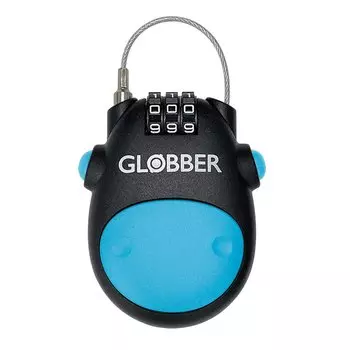 Замок велосипедный Globber LOCK, кодовый, трос 80см, голубой, 532-101