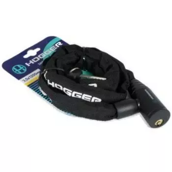 Замок велосипедный HOGGER, цепь с ключами 3,51200мм, в тканевой оплетке, черный, LKHG105.109KEY-BK