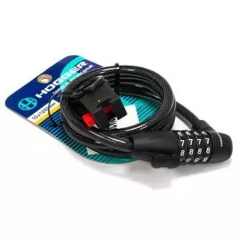 Замок велосипедный HOGGER, стальной, кодовый, 10х1200 мм, пластиковая оболочка, черный, GK102.706B-КОД