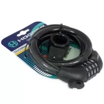 Замок велосипедный HOGGER, трос стальной, код, 121200 мм, черный, LKHG102.705BCOD-BK