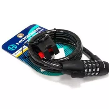 Замок велосипедный HOGGER, трос стальной, кодовый, 101200 мм, черный, LKHG102.706BCOD-BK