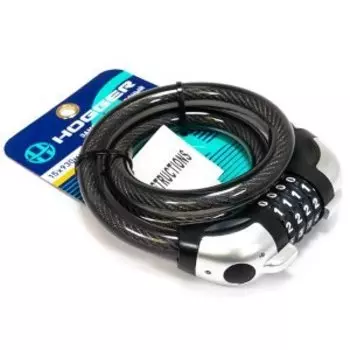 Замок велосипедный HOGGER, трос стальной, кодовый, 15930 мм, с подсветкой кода, черный, LKHG101.714COD-BK