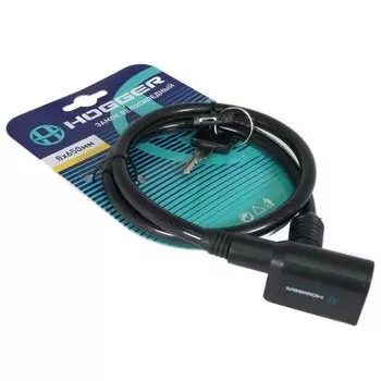 Замок велосипедный HOGGER, трос стальной, с ключами, 8650мм, черный, LKHG101.102KEY-BK