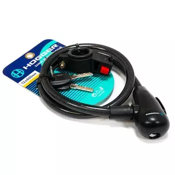 Замок велосипедный HOGGER, трос стальной, с ключами, 12800 мм, черный, LKHG101.314KEY-BK