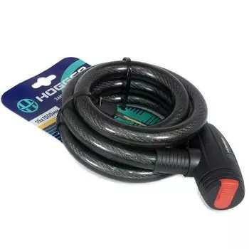 Замок велосипедный HOGGER, трос стальной, с ключами, 151500 мм, черный, LKHG102.113-15KEY-BK