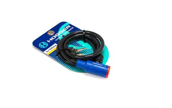 Замок велосипедный HOGGER, трос стальной, с ключами, 81000мм, в пластиковой оболочке, черный, LKHG102.115KEY-BK