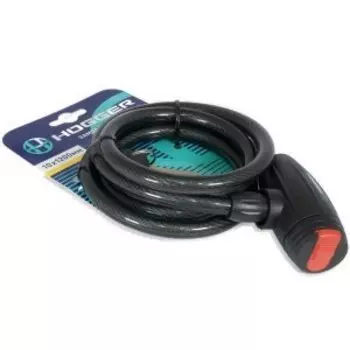 Замок велосипедный HOGGER, трос стальной, с ключами, 101200 мм, черный, LKHG102.113-10KEY-BK