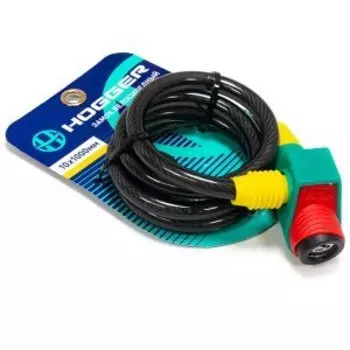 Замок велосипедный HOGGER, трос стальной, с ключами, 101000 мм, черный, LKHG102.305KEY-BK