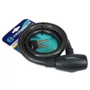 Замок велосипедный HOGGER, трос стальной, с ключами, 151000 мм, в пластиковой оболочке, черный, LKHG101.306KEY-BK