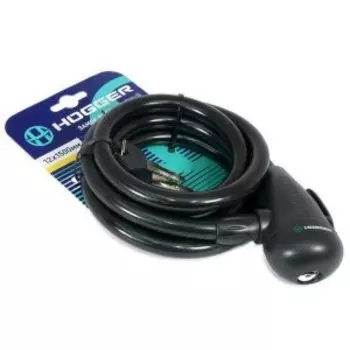 Замок велосипедный HOGGER, трос стальной, с ключами 121500 мм, черный, LKHG102.314KEY-BK