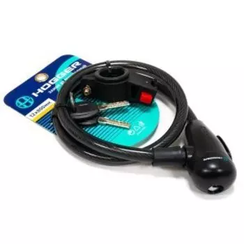 Замок велосипедный HOGGER, трос стальной, с ключами, 12800 мм, черный, LKHG101.314KEY-BK