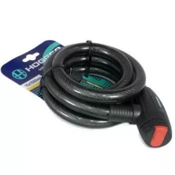 Замок велосипедный HOGGER, трос стальной, с ключами, 151500 мм, черный, LKHG102.113-15KEY-BK