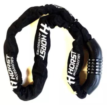 Замок велосипедный HORST, цепь, кодовый (5 разрядов), 6х1200 мм, черный, 09-100246