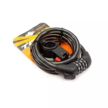 Замок велосипедный противоугонный TRIX, трос стальной, кодовый, 121200мм, черный, GK102.705B-КОД