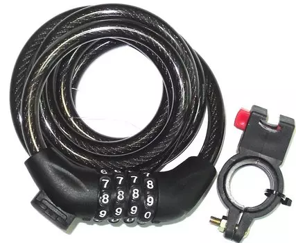 Замок велосипедный, противоугонный трос, код, Ø10×1100мм, JQ