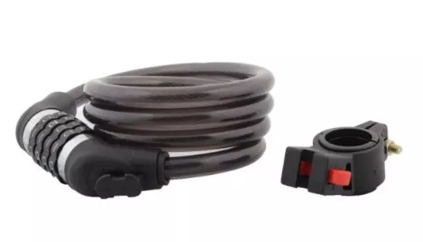 Замок велосипедный STG, трос спиральный, кодовый, 12х120 см, черный, Х54002