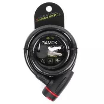 Замок велосипедный Vinca Sport 12*1000мм, черн., защита замка от влаги, VS 8207 black polybag