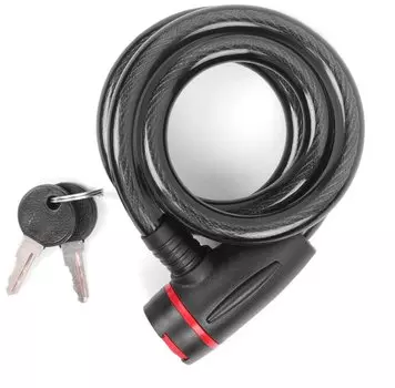 Замок велосипедный Vinca Sport 12*1000мм, черный, защита замка от влаги. инд.уп. VS 8207 black