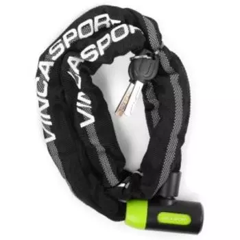 Замок велосипедный Vinca Sport цепь 6*1000мм, черная оплетка cо светоотражающей полосой, инд.уп., VS 759-1 black