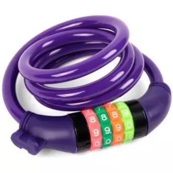 Замок велосипедный Vinca Sport, кодовый 10*1000мм, фиолетовый тросик, VS 101.427 violet polybag