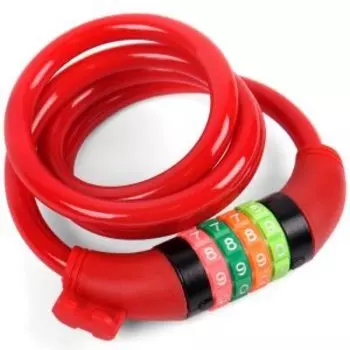 Замок велосипедный Vinca Sport, кодовый 10*1000мм, красный тросик, VS 101.427 red polybag