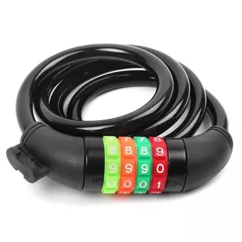 Замок велосипедный Vinca Sport, кодовый 10*1000мм, черный тросик, VS 101.427 black polybag