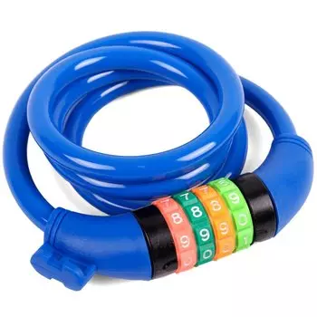 Замок велосипедный Vinca Sport, кодовый 10*1000мм, синий тросик, VS 101.427 blue polybag