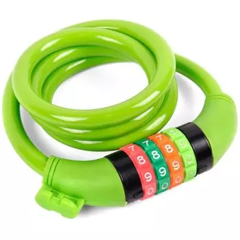 Замок велосипедный Vinca Sport, кодовый 10*1000мм, зеленый тросик, VS 101.427 green polybag