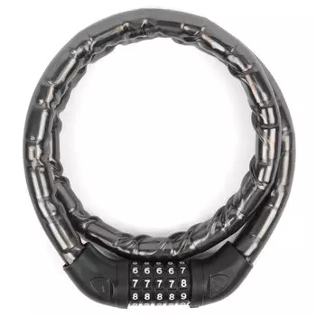 Замок велосипедный Vinca Sport, кодовый 18*1000мм, черный тросик, VS 8364 black