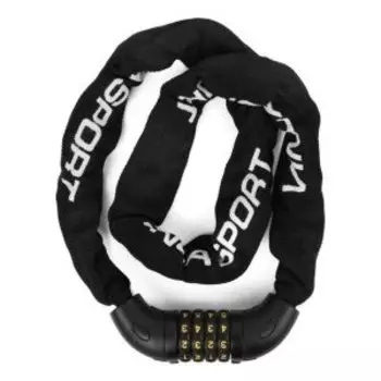 Замок велосипедный Vinca Sport кодовый- цепь 6*1000мм, черная оплетка, инд.уп., VS 769 black