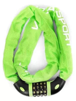 Замок велосипедный Vinca Sport кодовый- цепь 6*1000мм, зеленая оплетка, инд.уп., VS 769 green