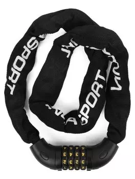 Замок велосипедный Vinca Sport кодовый- цепь 6*1000мм, черная оплетка, инд.уп., VS 769 black