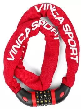 Замок велосипедный Vinca Sport кодовый- цепь 6*1000мм, красная оплетка, инд.уп.,VS 769 red