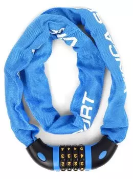 Замок велосипедный Vinca Sport кодовый- цепь 6*1000мм, голубая оплетка, инд.уп., VS 769 blue