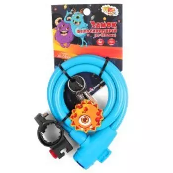 Замок велосипедный Vinca Sport, троссовый, c брелоком 12*1200мм, голубой, VS 561 Alians