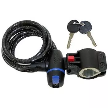 Велосипедный замок M-WAVE, тросовый, на ключ, с креплением, 8 х 1500 мм, черный, 233830