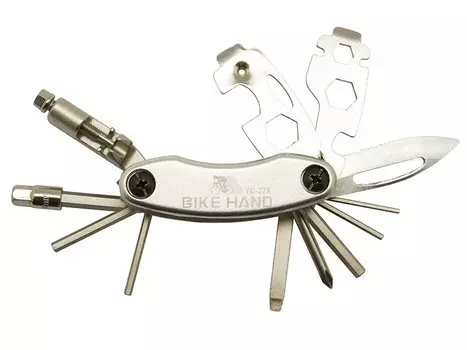 Мультитул BIKE HAND шестигранники 2/2.5/3/4/5/6/8 мм, отвёртки +/-, торцевой ключ 8мм, нож, выжимка, YC-279
