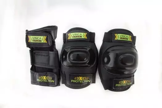 Защита Vinca Sport, детская, комплект (наколенник, налокотник, наладонник), XS, черный, VP 32 black (XS)