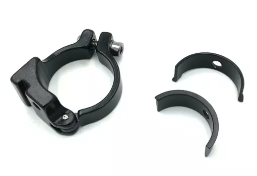 Зажим для крепления переднего переключателя, алюминий, черный, с адаптером, 680190